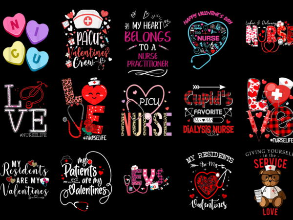 15 nurse valentine shirt designs bundle for commercial use part 9, nurse valentine t-shirt, nurse valentine png file, nurse valentine digita