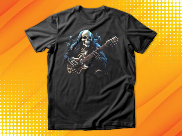 Skeleton playing guitar t-shirt