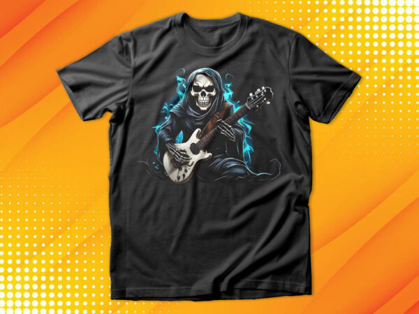 Skeleton playing guitar t-shirt