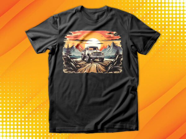 Monster truck sunset t-shirt