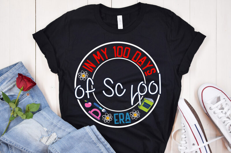 100 Days Of School T-Shirt Design Bundle, 100 Days Of School SVG Bundle, Teacher SVG Bundle, Happy 100 Days Of School T-Shirt Design , 100