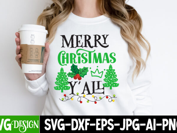 Merry christmas y’all t-shirt design, merry christmas y’all svg design, christmas t-shirt design, christmas t-shirt design bundle, christmas