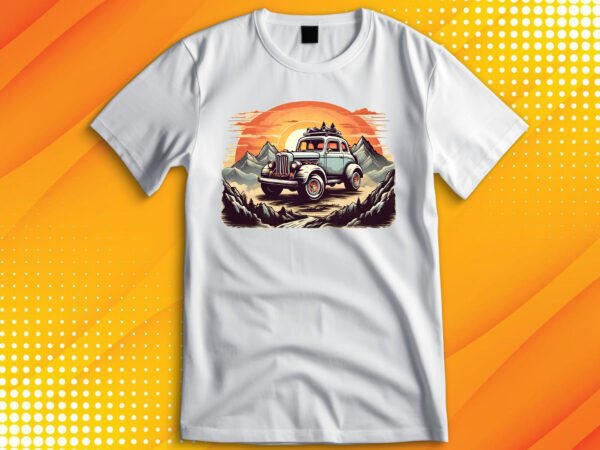 Monster truck sunset t-shirt