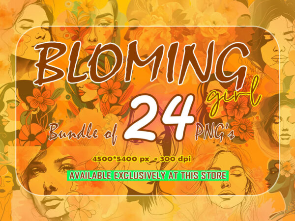 Bundle of blooming women illustration 24 png clipart perfect for stylish t-shirt design expertly crafted for print on demand websites