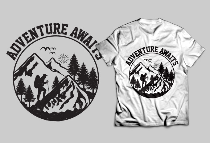 Adventure awaits vector hiking design