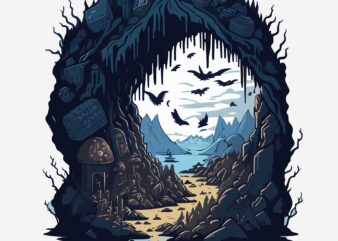 Adventure Mountain Cave t shirt vector