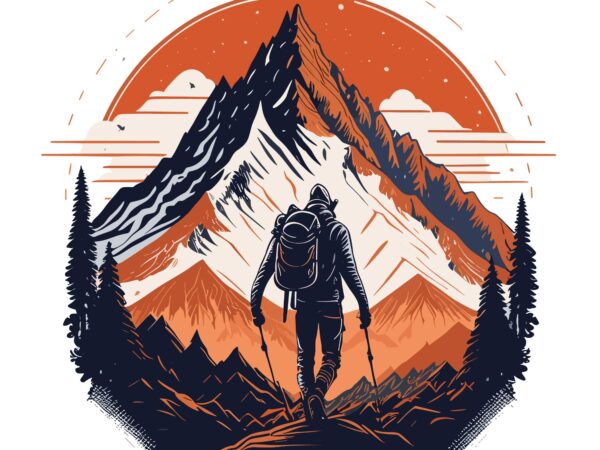 Adventure mountain hiking t shirt vector