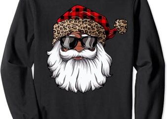 African American Santa Claus Black Christmas Leopard Xmas Sweatshirt