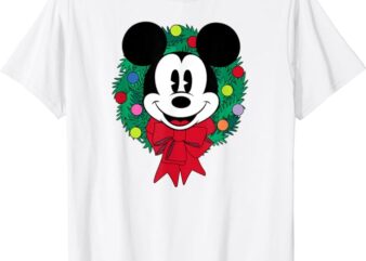 Amazon Essentials Mickey Mouse Festive Holiday Christmas Wreath T-Shirt