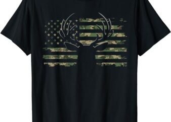 American Flag Camouflage Outdoor Antlers Deer T-Shirt