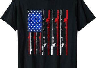 American Flag Fishing Rod Fishing Lover T-Shirt