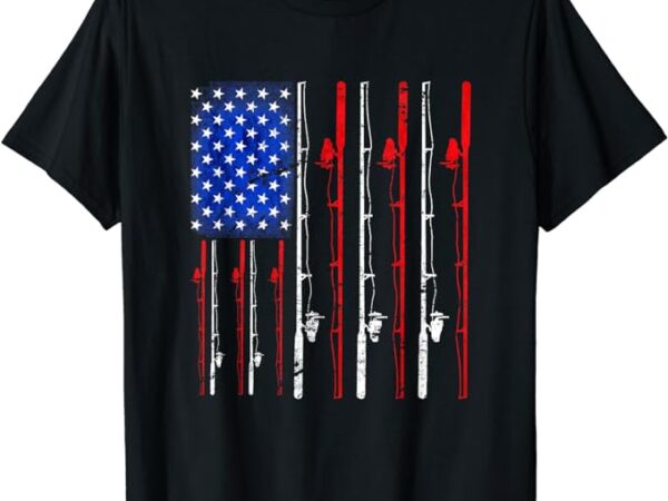 American flag fishing rod fishing lover t-shirt