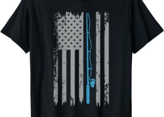American Flag Fishing Vintage Fisherman T-Shirt