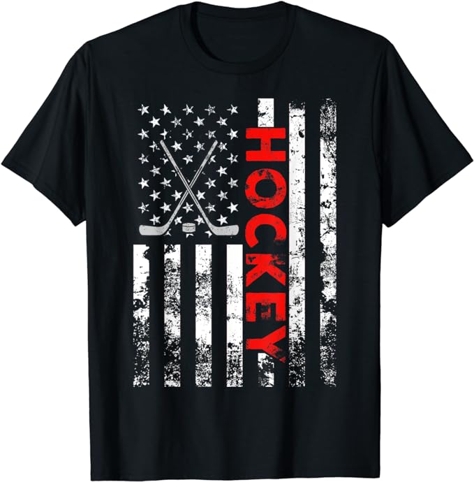 American Flag Hockey USA Patriotic Gift T-Shirt T-Shirt