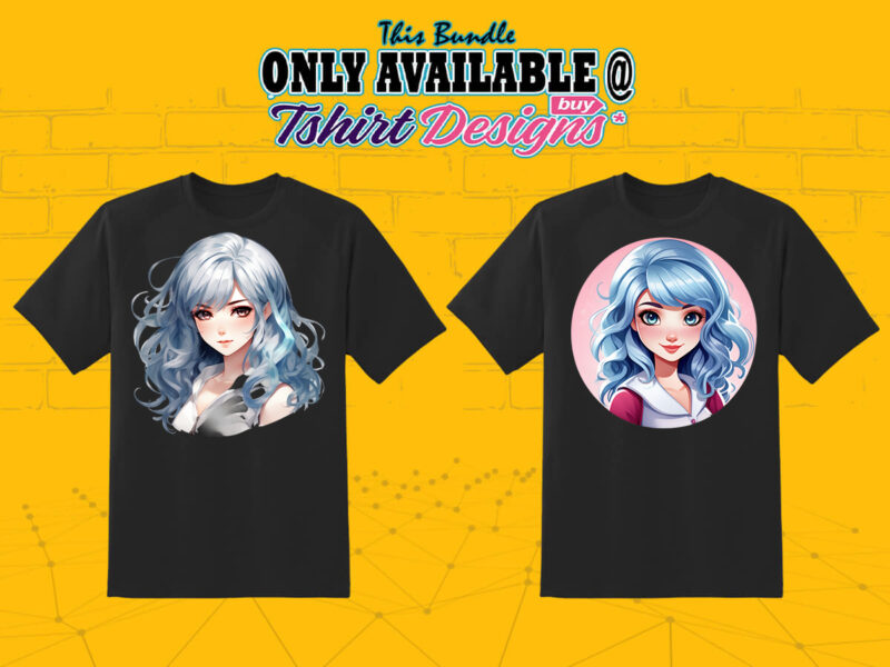 Anime Character Illustration 50 PNG tshirt design Bundle 2nd Version Clipart for Your T-Shirt crafted for Print on Demand websites