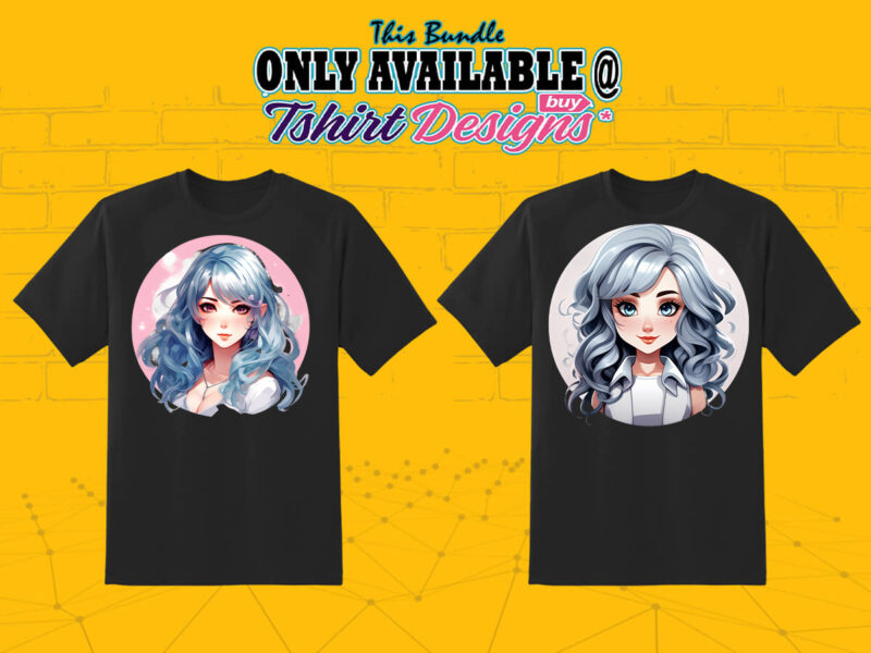Anime Character Illustration 50 PNG tshirt design Bundle 2nd Version Clipart for Your T-Shirt crafted for Print on Demand websites