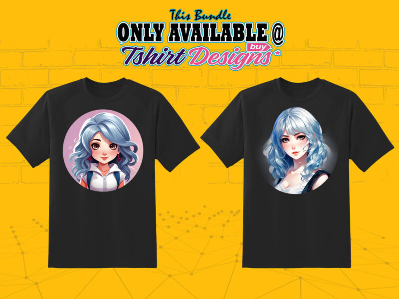 Anime Character Illustration 50 PNG tshirt design Bundle 2nd Version Clipart for Your T-Shirt crafted for Print on Demand websites