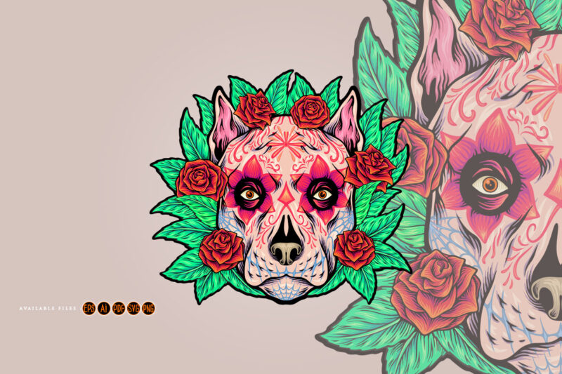 Floral fiesta dog head bloom muertos