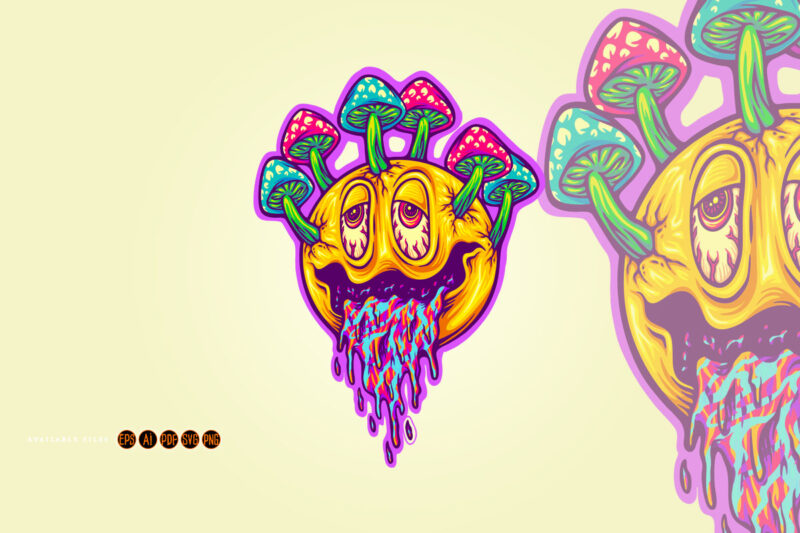 Funky fungi dripping magic psychedelic emoji