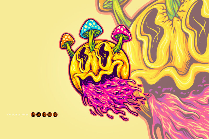 Psychedelic fungal dripping emoji smile