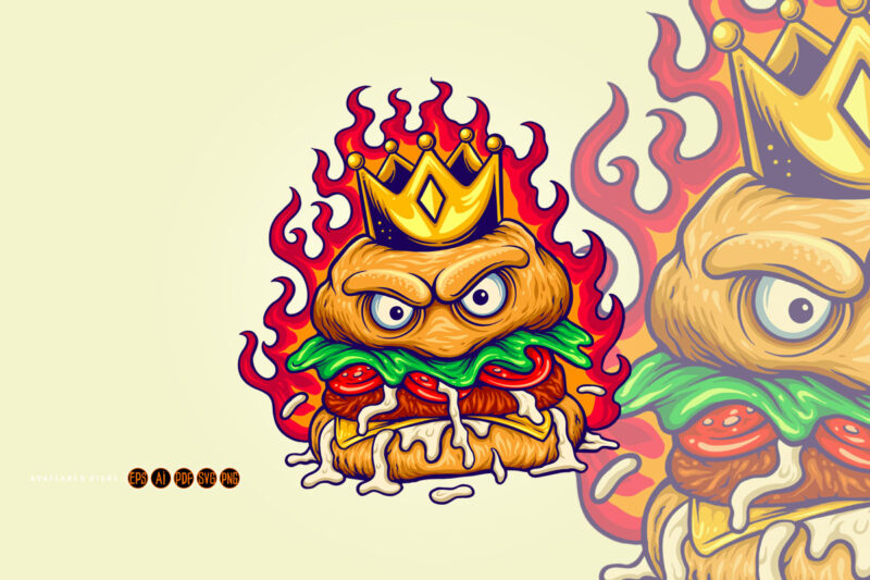 Funny flames crowned spiciness burger