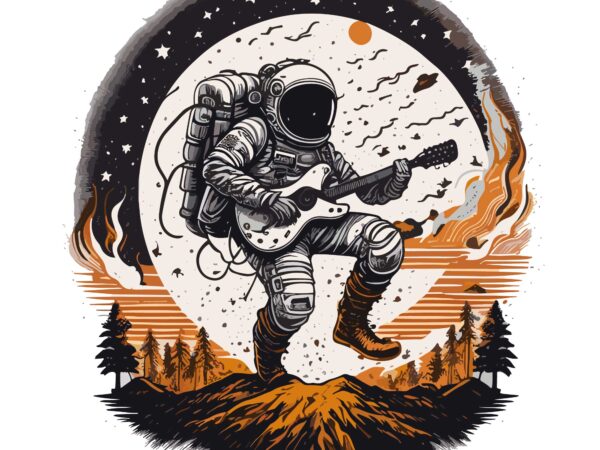 Astro guitar space tshirt design