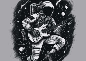 Astro Guitar Space Tshirt Design