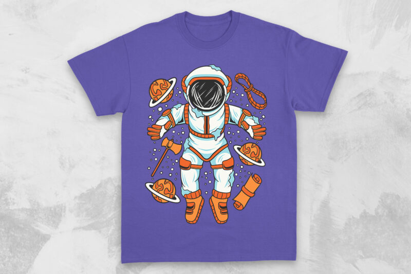 Camping astronaut cartoon t shirt designs vector bundle