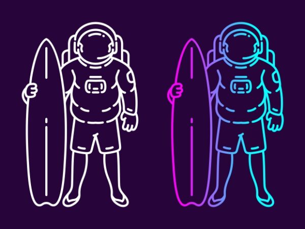 Surfing astronaut t shirt template vector