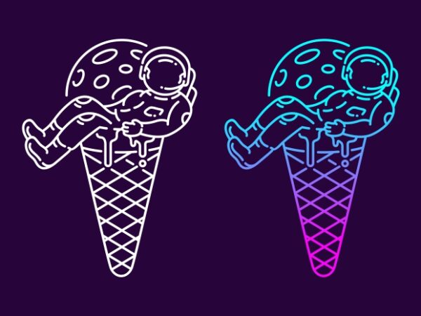 Astronaut ice cream t shirt vector