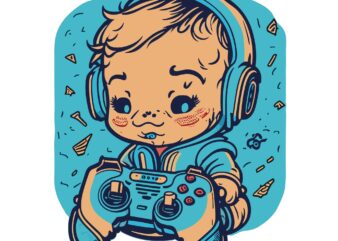 Baby Playing A Game Pad t shirt template