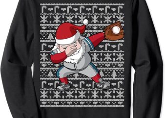 Baseball Dabbing Santa Ugly Christmas Pattern Sports Sweatshirt
