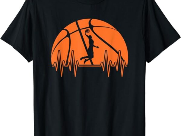 Basketball heartbeat basketball player men boys t-shirt