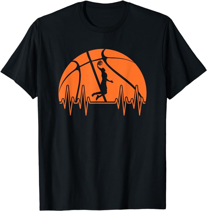 Basketball Heartbeat Basketball Player Men Boys T-Shirt