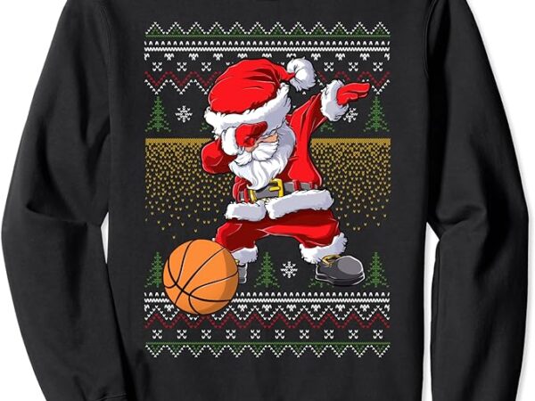 Basketball santa dabbing ugly christmas boys xmas pajama sweatshirt