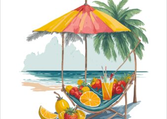 Summer Beach Fruits Tshirt Design