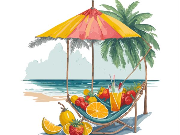 Summer beach fruits tshirt design