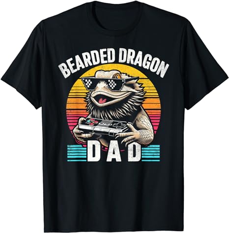 Bearded Dragon Dad Vintage Video Game Lizard Reptile Lover T-Shirt