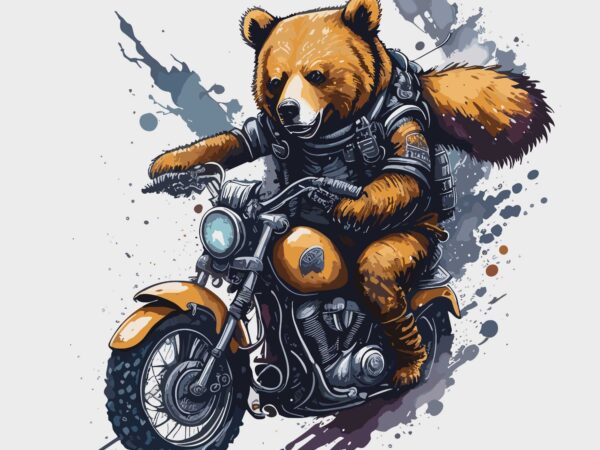Bear riding motorcycle t shirt template
