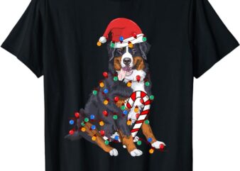 Bernese Mountain Santa Christmas Lights Dog Lover Pajama T-Shirt