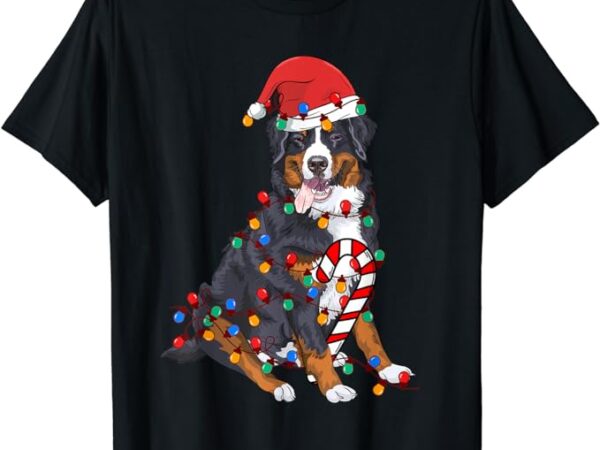 Bernese mountain santa christmas lights dog lover pajama t-shirt