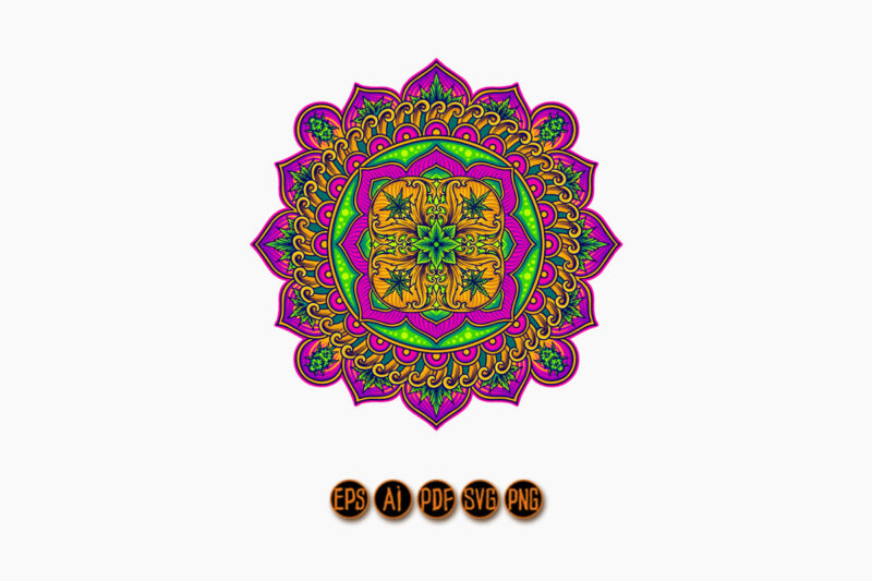 Weed leaf lotus mandala ornamental