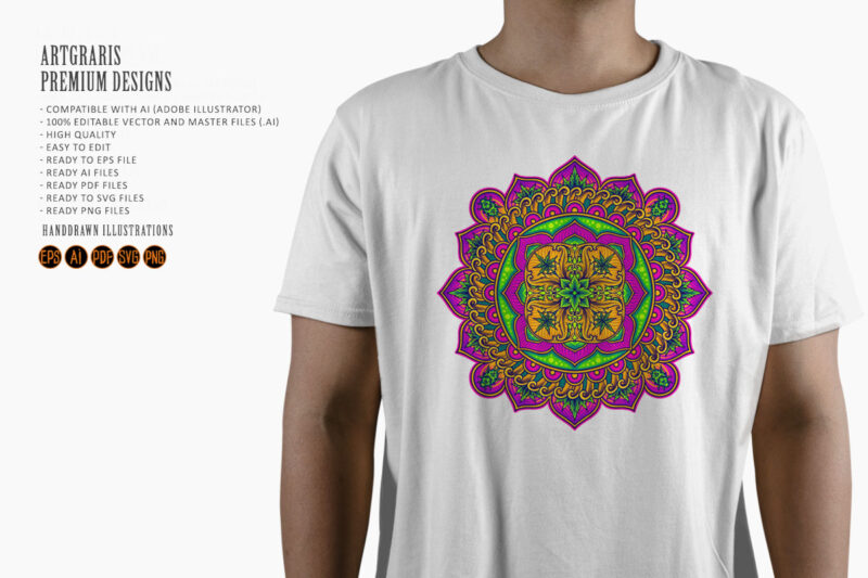 Weed leaf lotus mandala ornamental