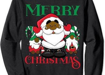 Black African American Santa Claus Gnome Christmas pajamas Sweatshirt