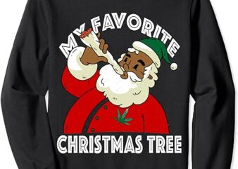 Black African American Santa Claus Weed Christmas Pajamas Sweatshirt