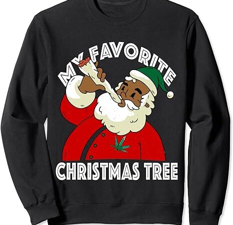 Black african american santa claus weed christmas pajamas sweatshirt