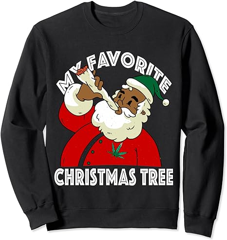 Black African American Santa Claus Weed Christmas Pajamas Sweatshirt