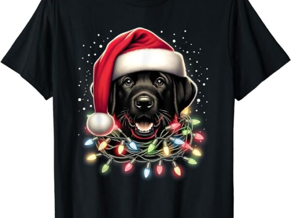 Black lab labrador christmas tree light pajama dog xmas t-shirt