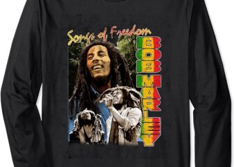 Bob Marley Freedom Vintage Reggae Music by Rock Off Long Sleeve T-Shirt
