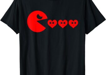 Boys Kids Valentines Day Hearts Eating Funny Gamer Game T-Shirt
